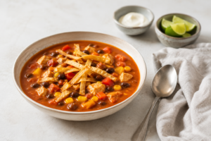 Mexicaanse-tortillasoep-met-kip-en-krokante-tortilla